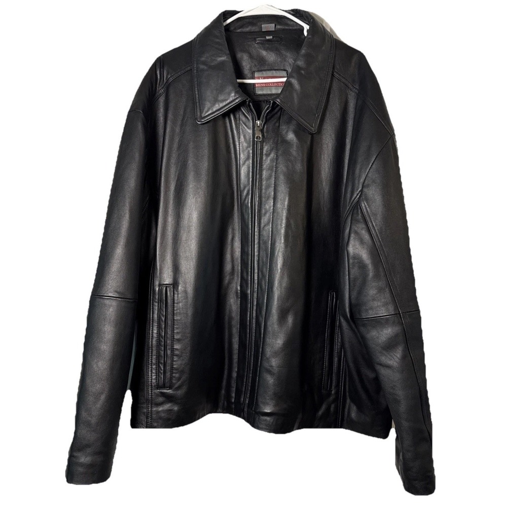 Excelled Men's 3XL Black Leather Jacket Genuine Leather Full Zip Quilted Lining